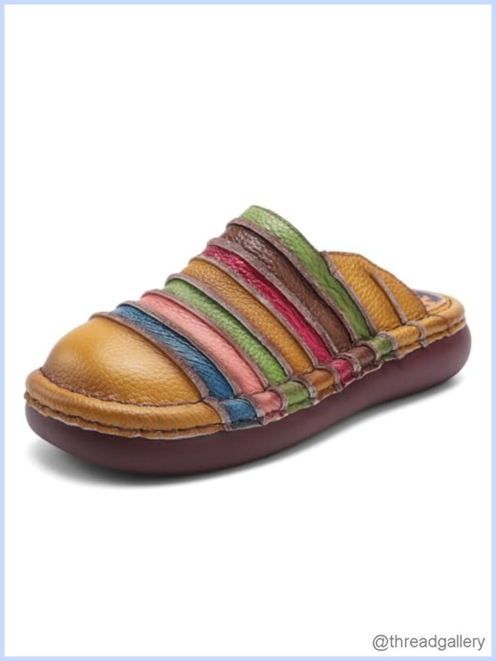 Women's Leather Slip On Mule Loafers Casual Walking Shoes Anti-Slip Flat
